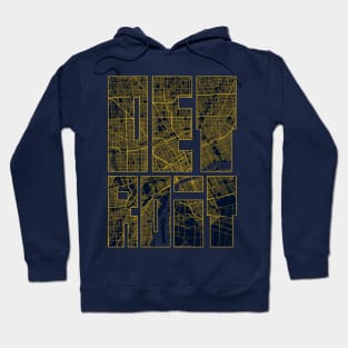 Detroit, USA City Map Typography - Gold Art Deco Hoodie